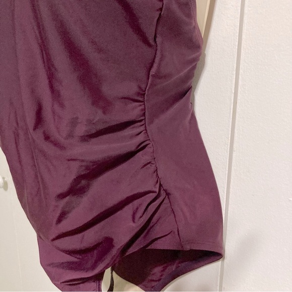 KONA SOL Macrame Straps High Coverage One Piece Swimsuit AFK71 Burgundy Medium - Picture 7 of 15